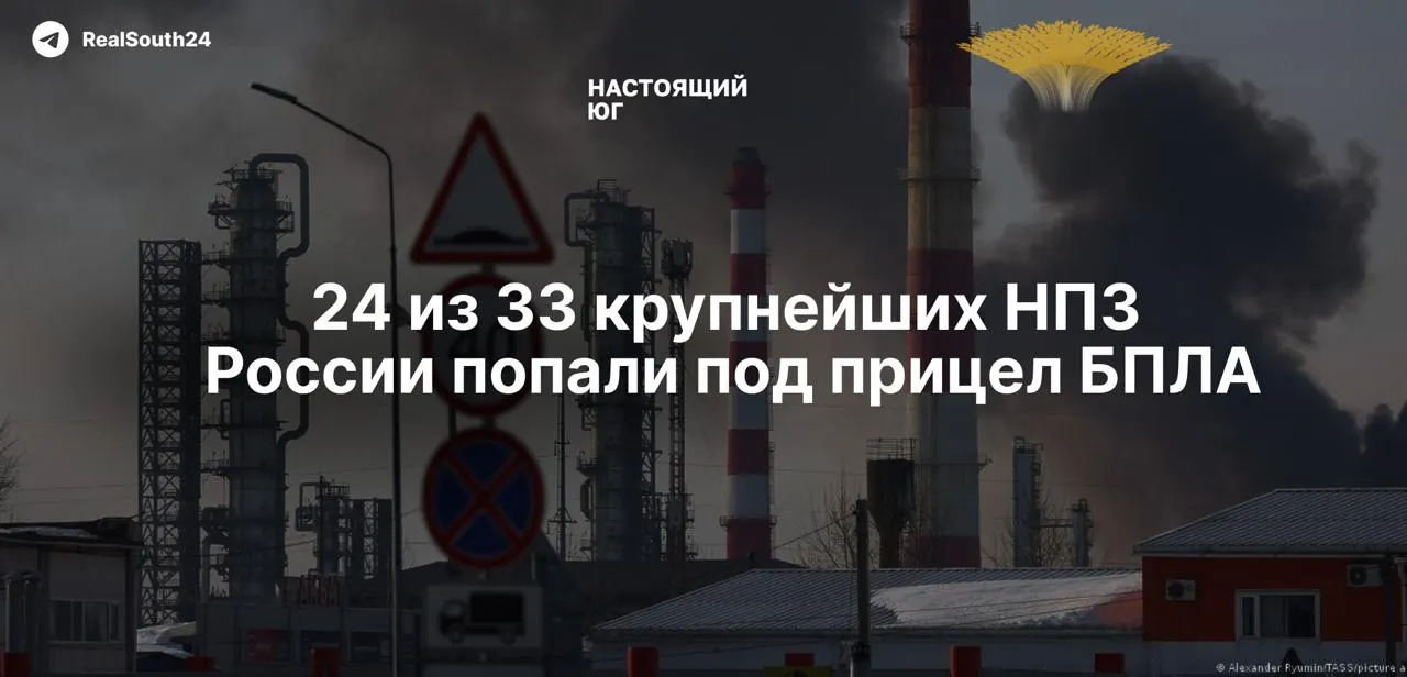 С начала полномасштабной войны по российским нефтеперерабатывающим заводам нанесено не менее 158 ударов; примерно четверть общих перерабатывающих мощностей страны выведена из строя, а объёмы переработки откатились к уровням 2009 года.