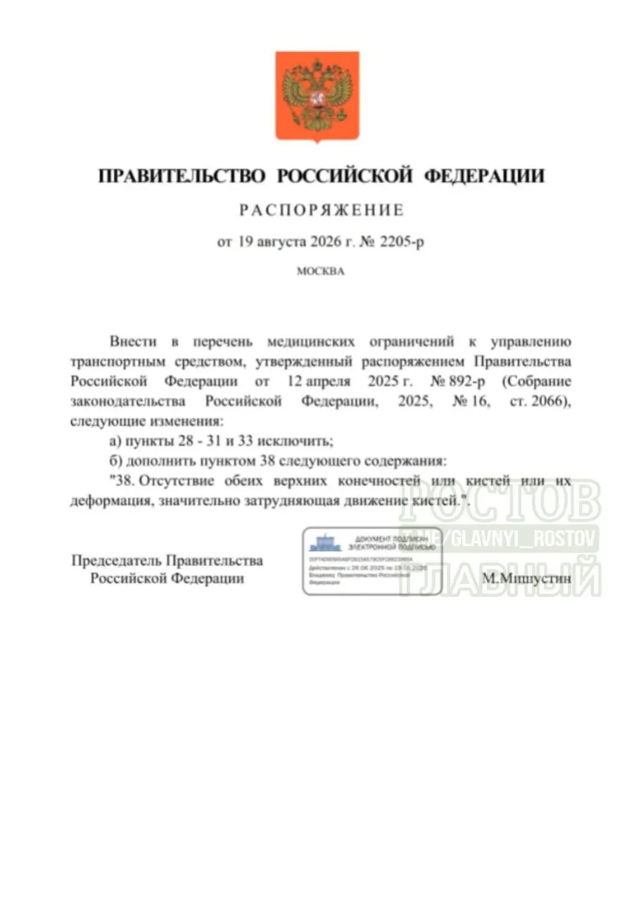 Из перечня противопоказаний исключён запрет на управление грузовыми автомобилями и общественным транспортом для людей с отсутствием одной конечности, кисти или стопы, благодаря современным системам помощи; введено новое ограничение — отсутствие обеих конечностей или их деформация, затрудняющая движение.